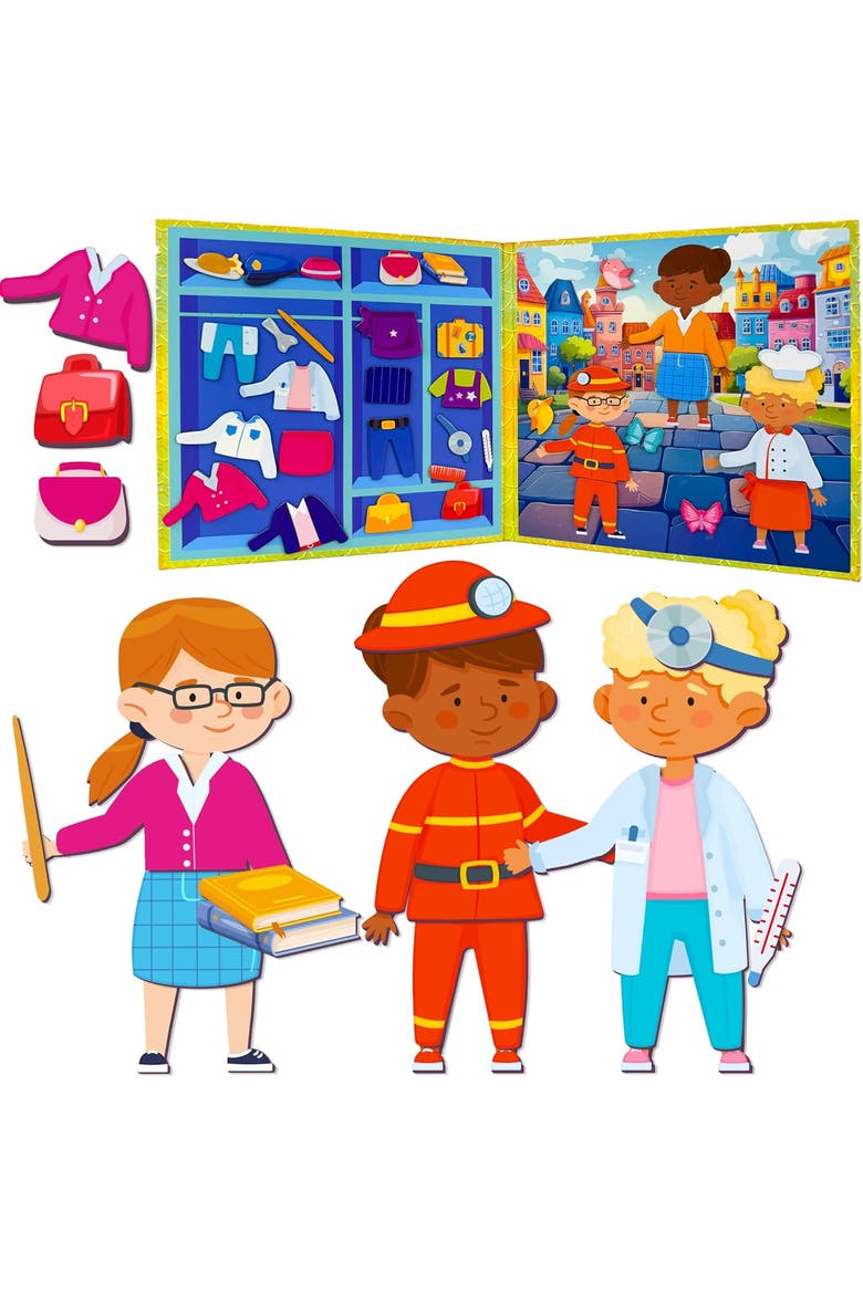 Magnetic Educational Kids Dress-Up Dolls, Main, color, Profession