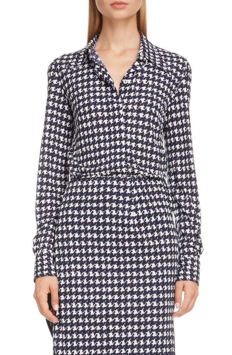 Victoria Beckham Houndstooth Print Shirt, Main, color, 
