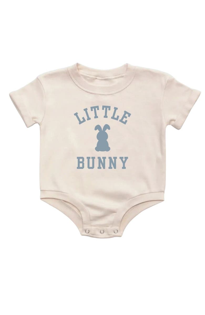 Sweet Wink Little Bunny Steel Blue Easter Short Sleeve Romper, Main, color, Natural