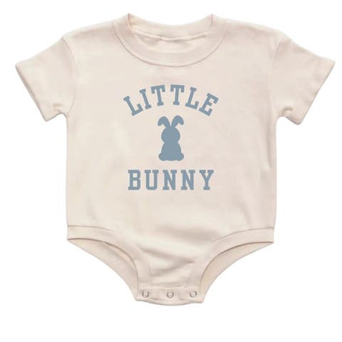 Little Bunny Steel Blue Easter Short Sleeve Romper