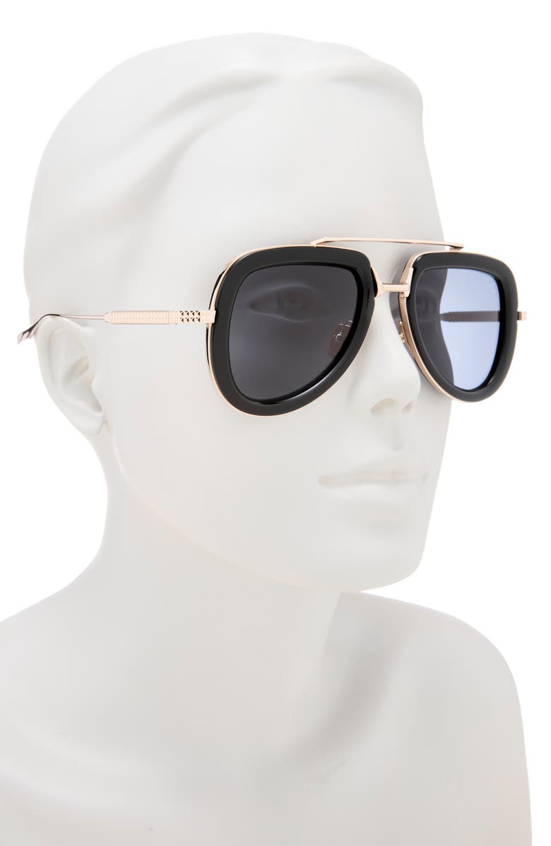 Valentino 50mm Aviator Sunglasses, Alternate, color, Black Gold Grey