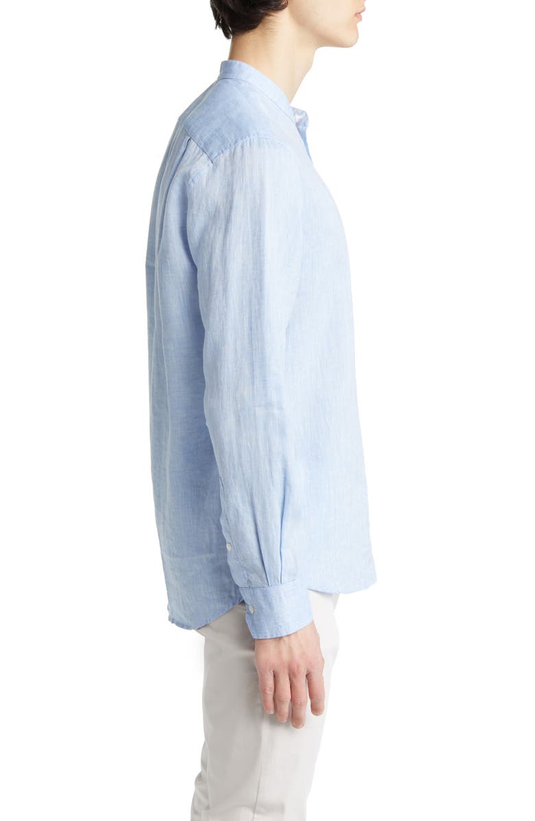 Scott Barber Linen Band Collar Button-Up Shirt, Alternate, color,