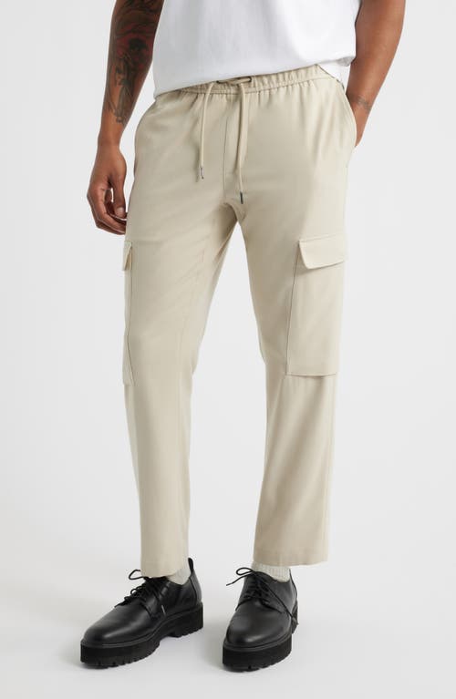 Open Edit Elastic Waist Straight Leg Cargo Pants In Beige Birch