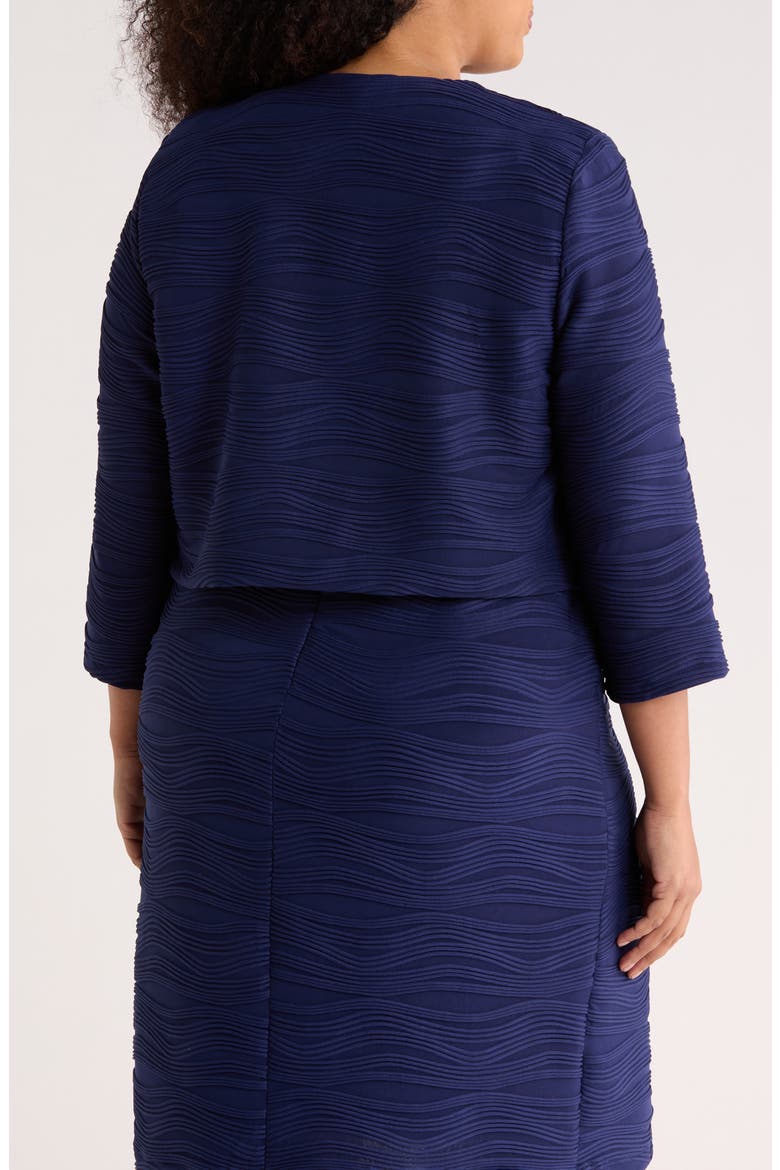 Three-Quarter Sleeve Knit Shrug, Alternate, color, KASPER NAVY