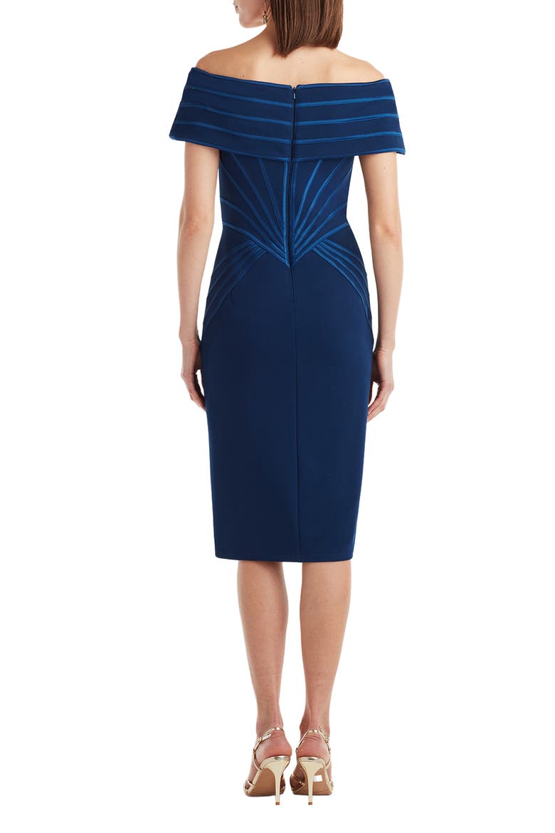 Satin Binding Sheath Cocktail Dress, Alternate, color, NAVY