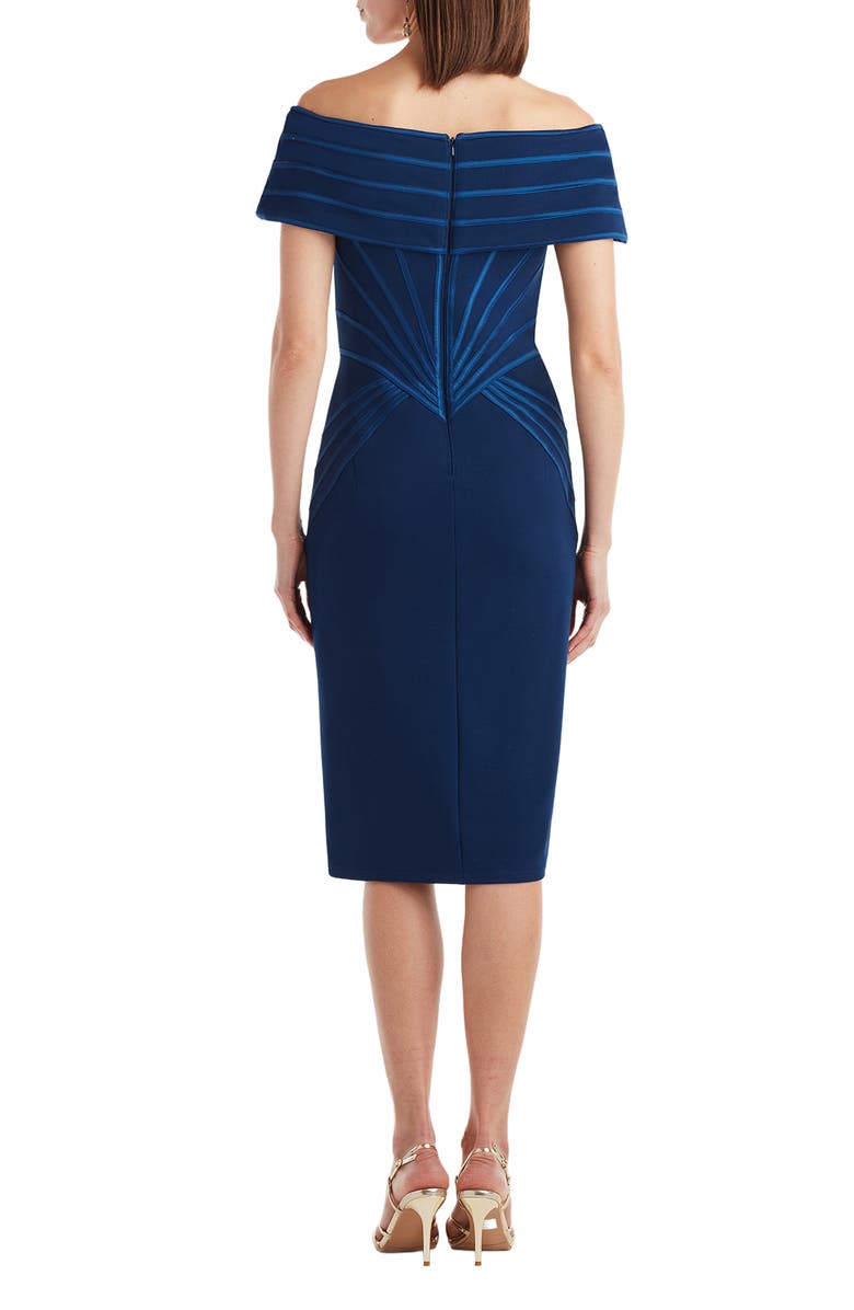 Tadashi Shoji Satin Binding Sheath Cocktail Dress, Alternate, color, Navy
