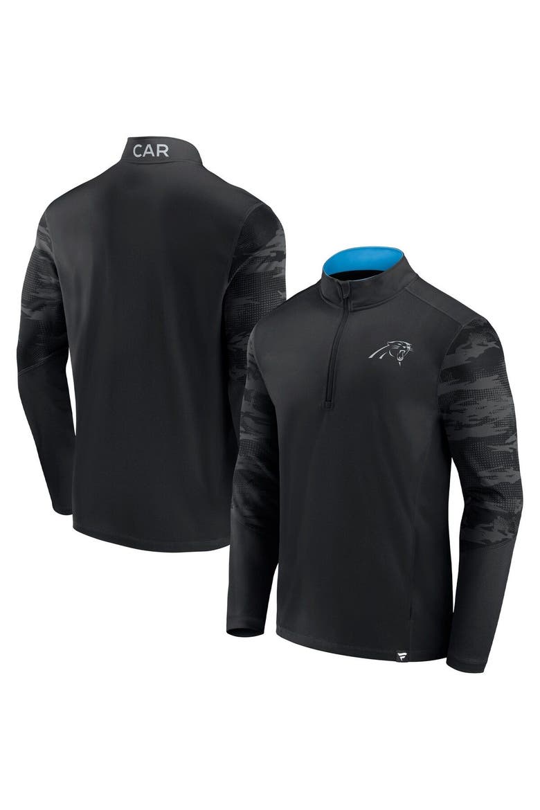 Men's Fanatics Branded Black Carolina Panthers Ringer Quarter-Zip Jacket, Main, color, Black