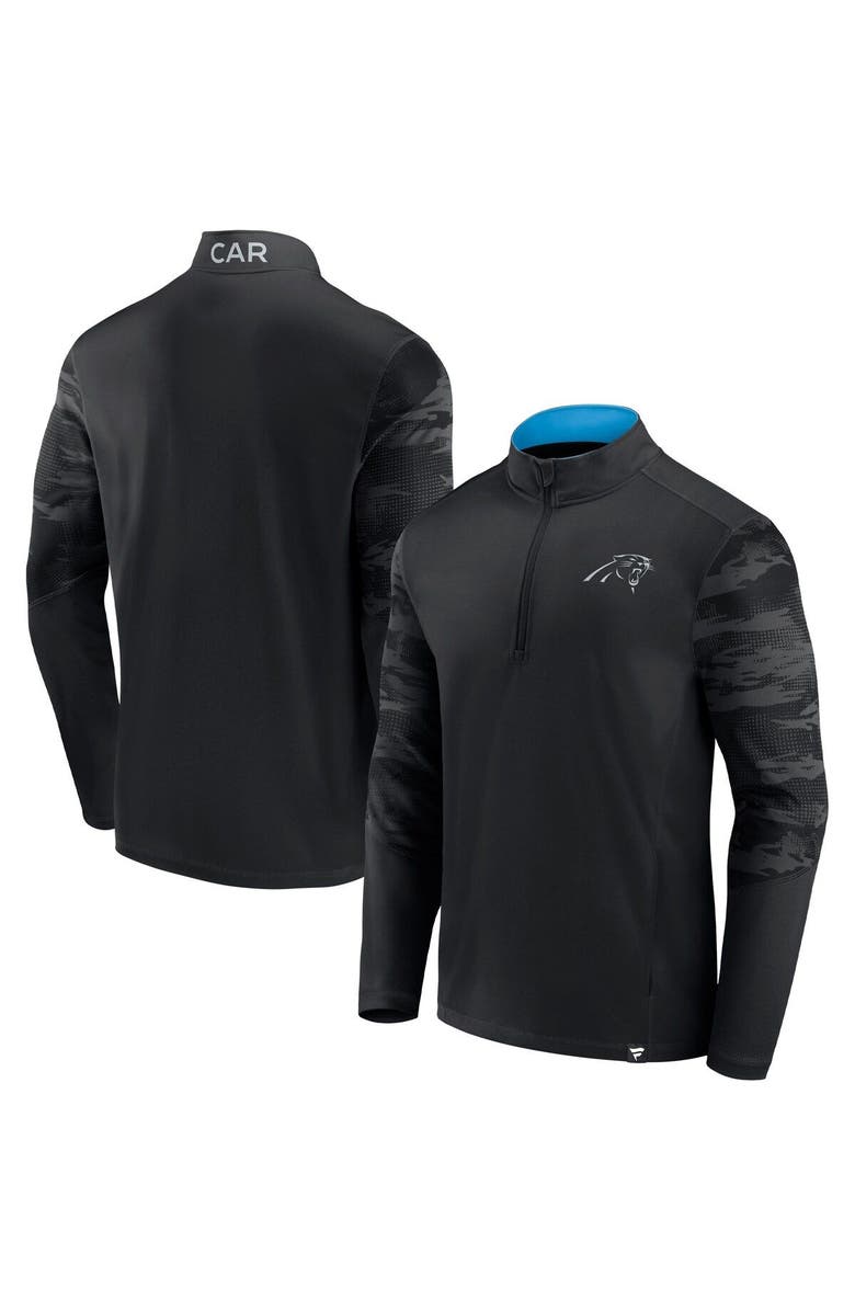 FANATICS Men's Fanatics Branded Black Carolina Panthers Ringer Quarter-Zip Jacket, Main, color, 