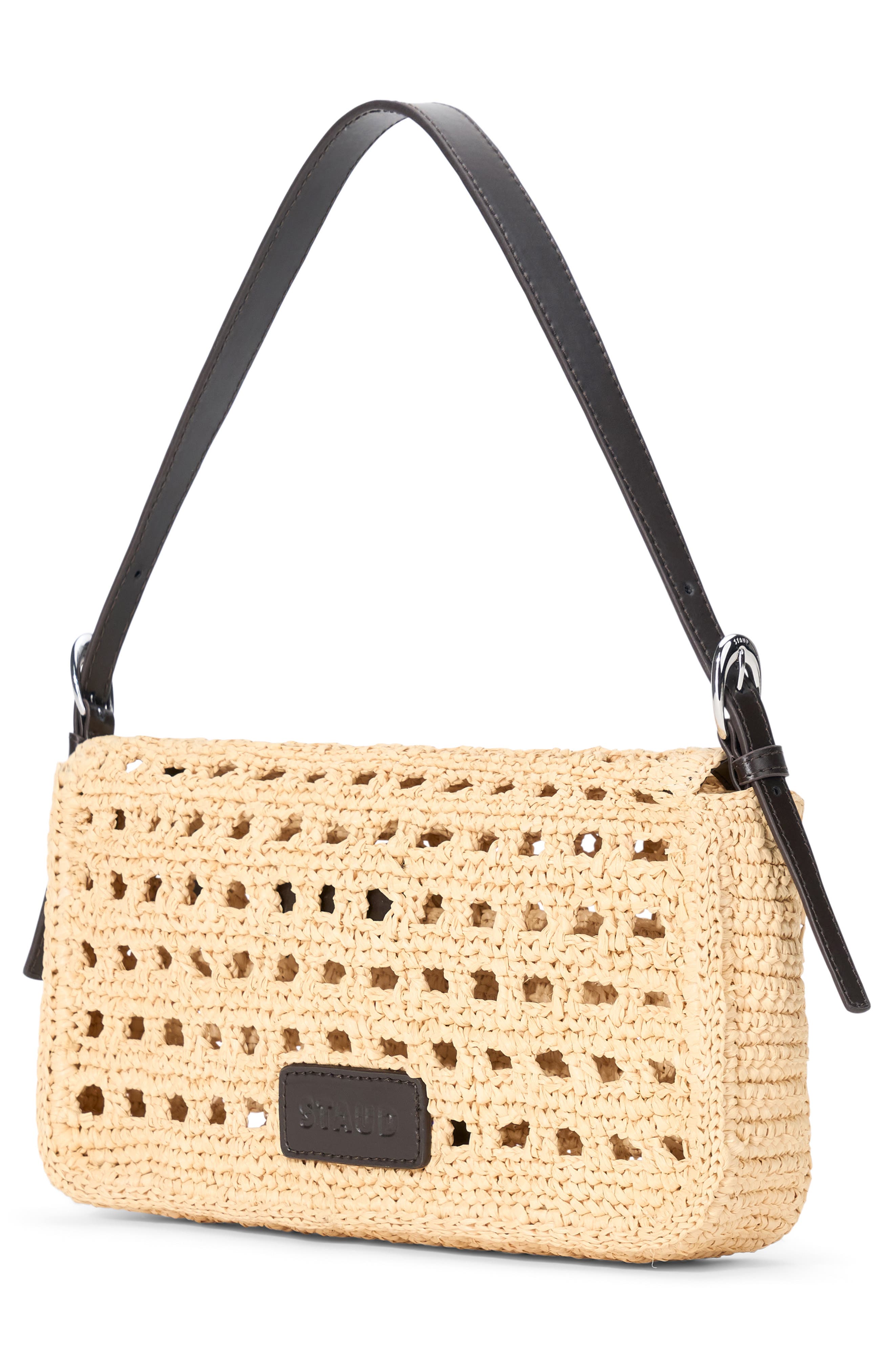 STAUD Harlow Raffia Shoulder Bag, Alternate, color, Raffia Crochet