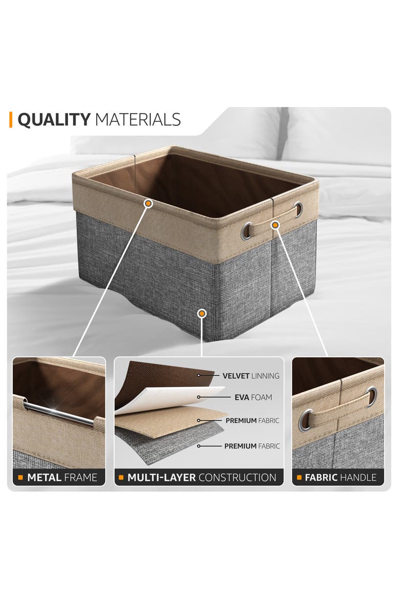 Set of 6 Collapsible Storage Bins, Alternate, color, GRAY
