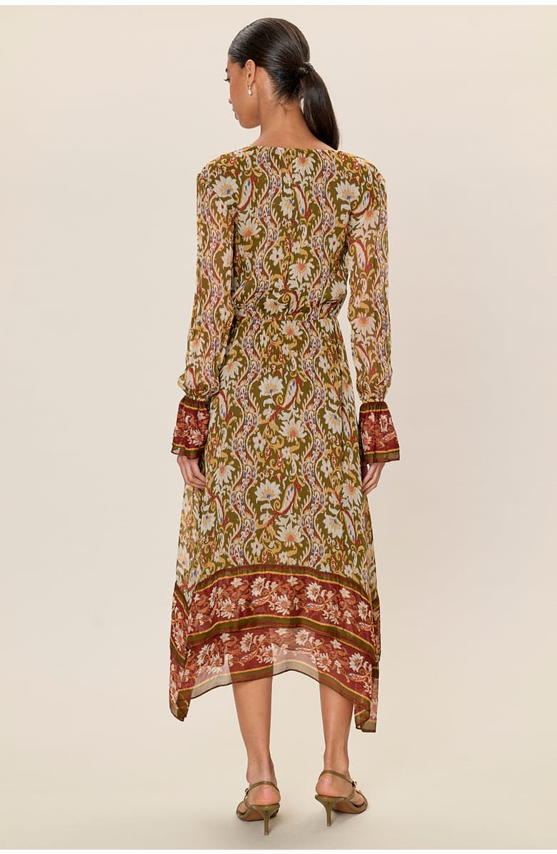 Rebecca Taylor Isha Long  Sleeve Dress, Alternate, color, Pesto Combo