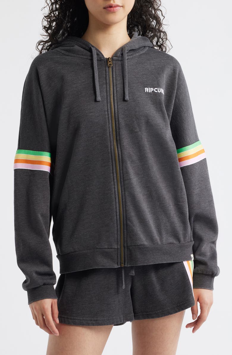 Rip Curl Surf Revival Zip Hoodie, Alternate, color, Washed Black