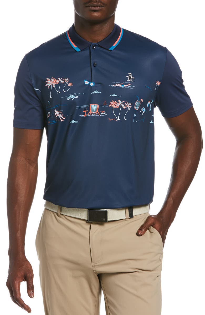 ORIGINAL PENGUIN GOLF Original Penguin Resort Print Polo, Main, color,