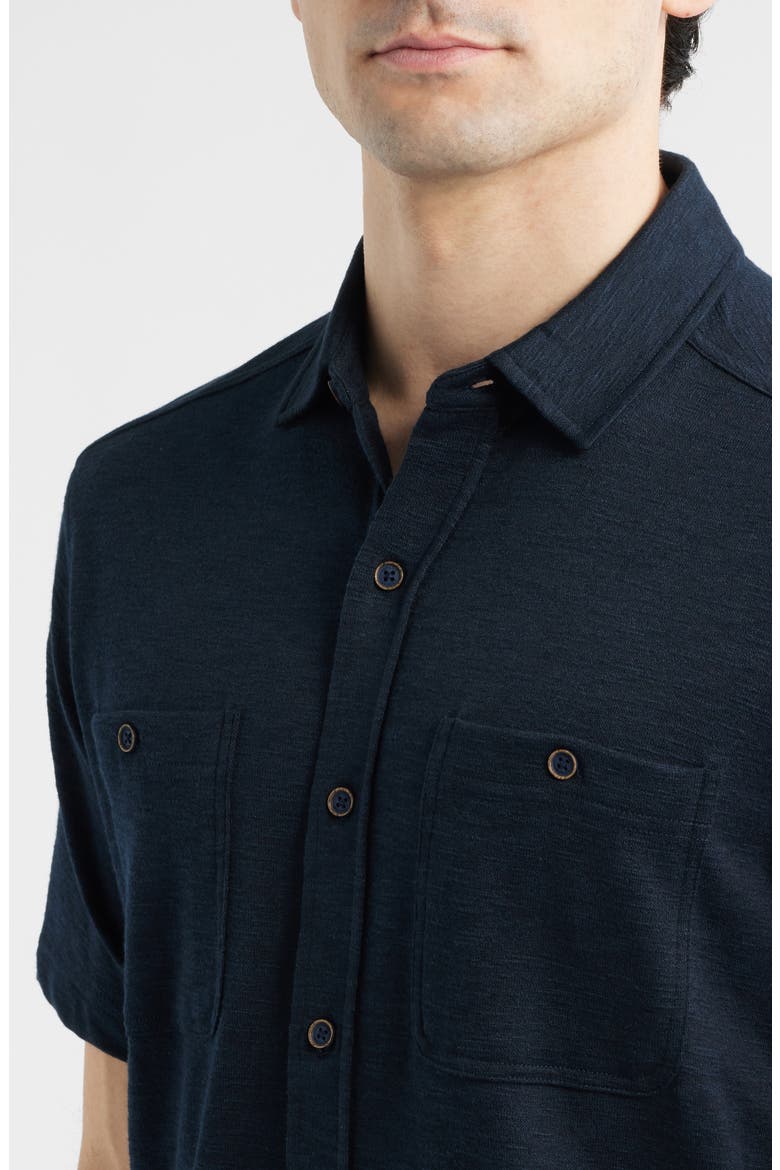 Riley Knit Short Sleeve Button-Up Shirt, Alternate, color, NAVY