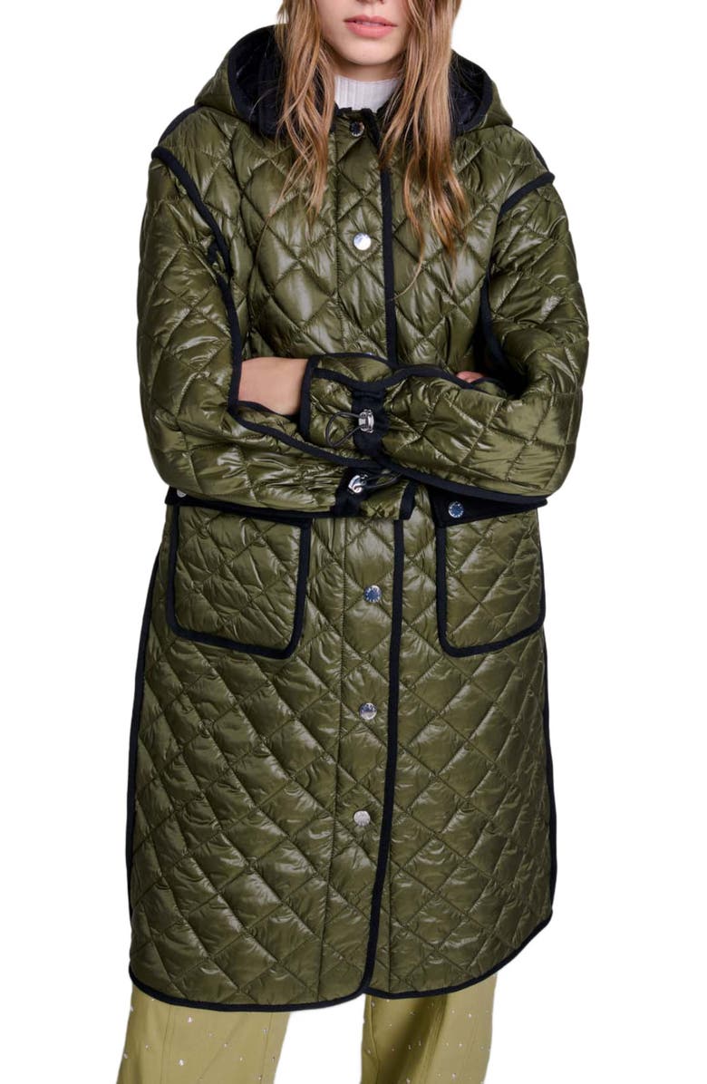 maje Contrast quilted puffer jacket, Alternate, color, 