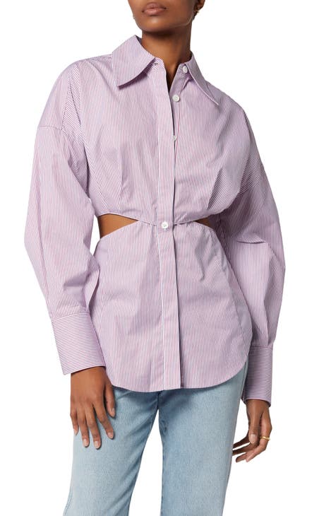 Alya Cutout Silk Button-Up Shirt