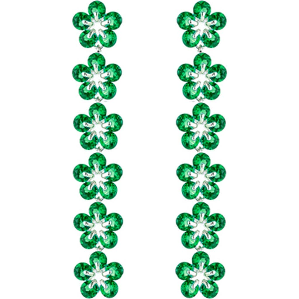 Eye Candy Los Angeles Leila Flower Drop Earrings In Green