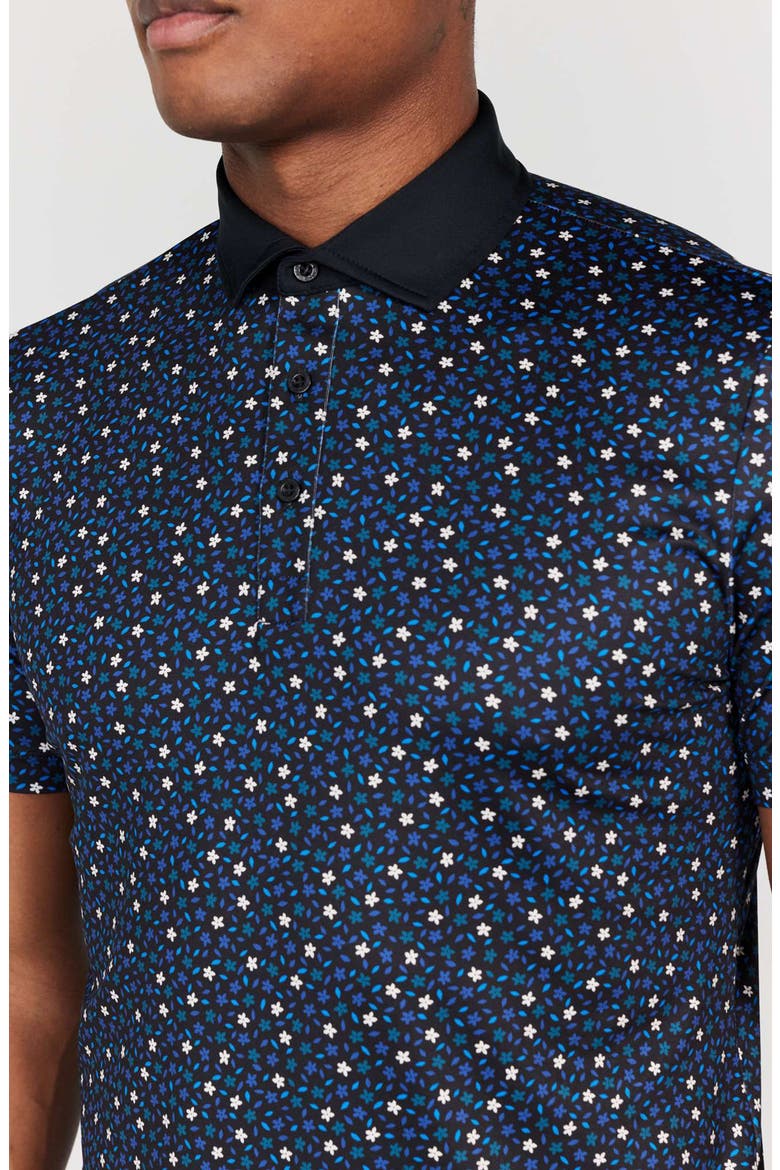 Cameron Floral Performance Golf Polo, Alternate, color, TUXEDO