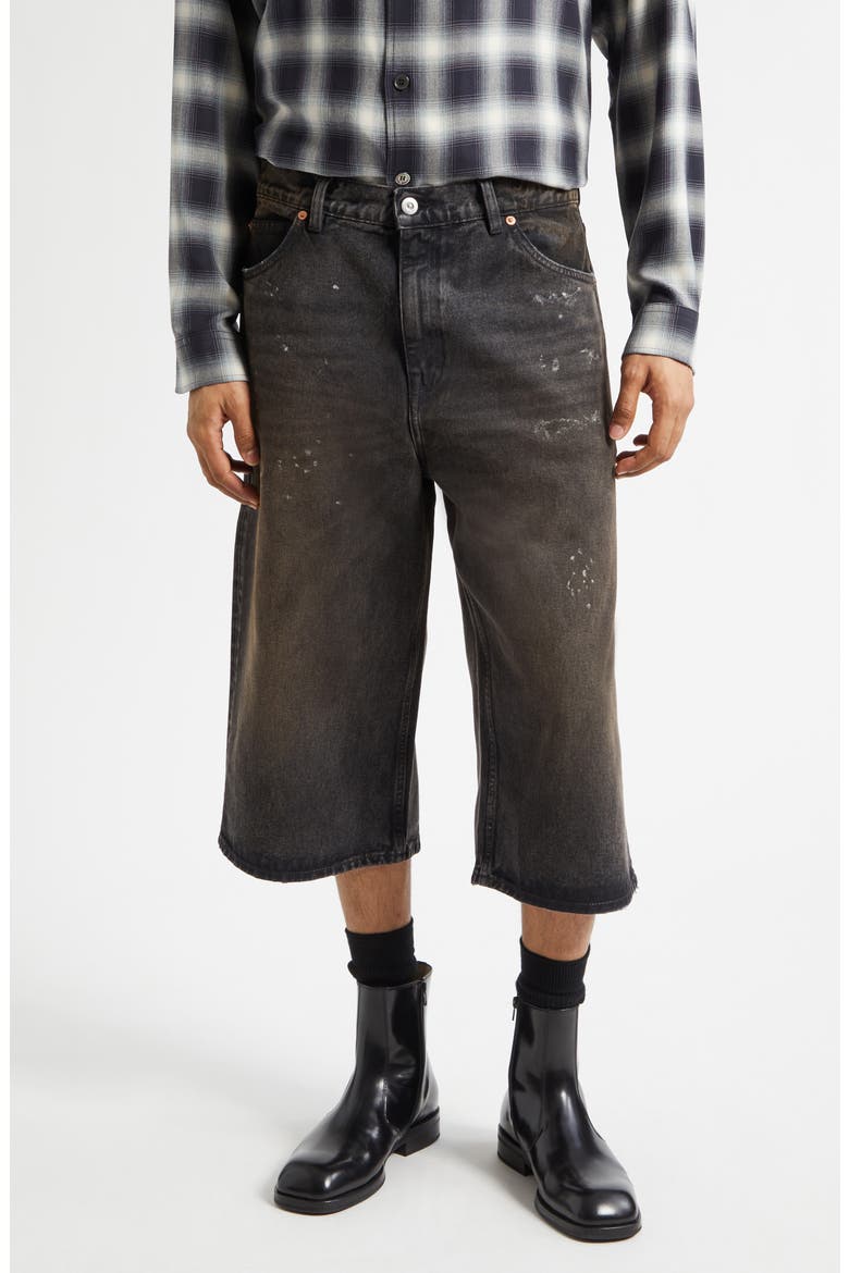 Paint Splattered Denim Bermuda Shorts, Main, color, NEBULA WASH