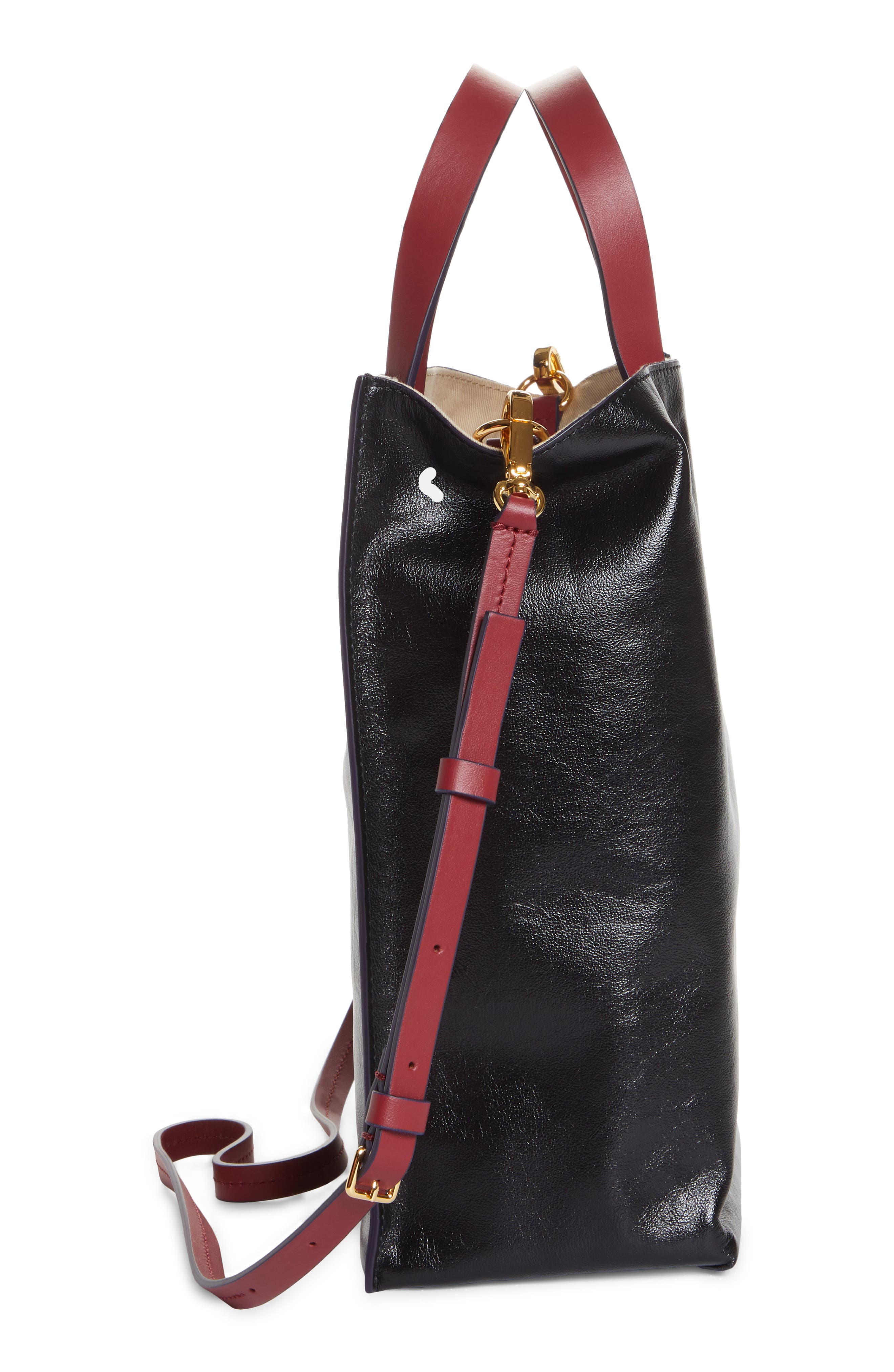 Marni Museo Small Colorblock Leather Tote, Alternate, color, 