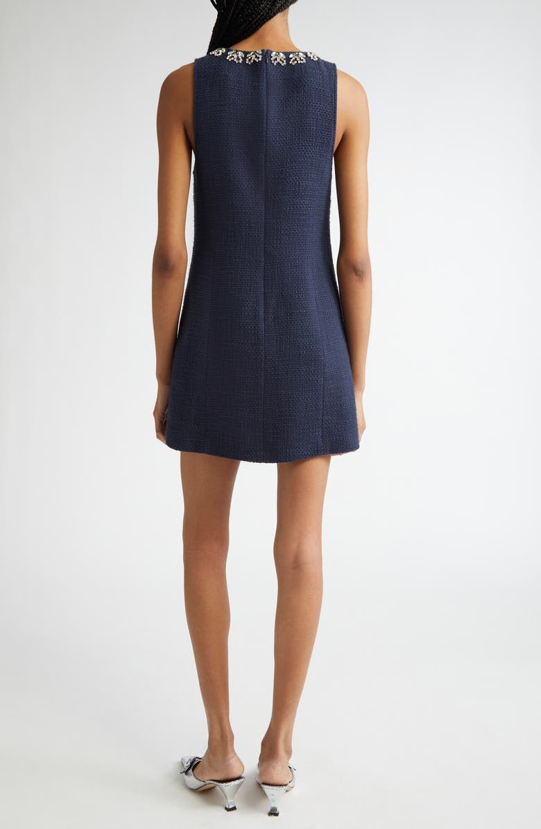 Cinq à Sept Franchelle Crystal Embellished Tweed Minidress, Alternate, color, Navy