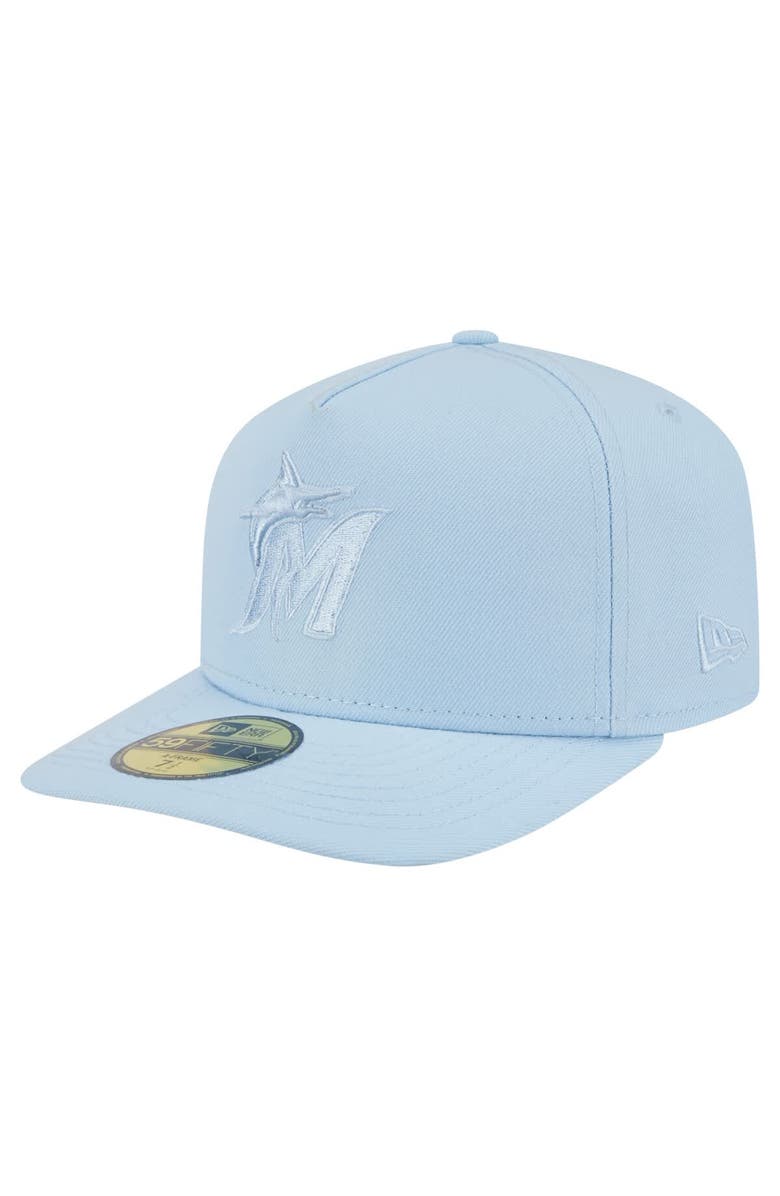 New Era Men's New Era  Light Blue Miami Marlins Color Pack A-Frame 59FIFTY Fitted Hat, Main, color, Light Blue