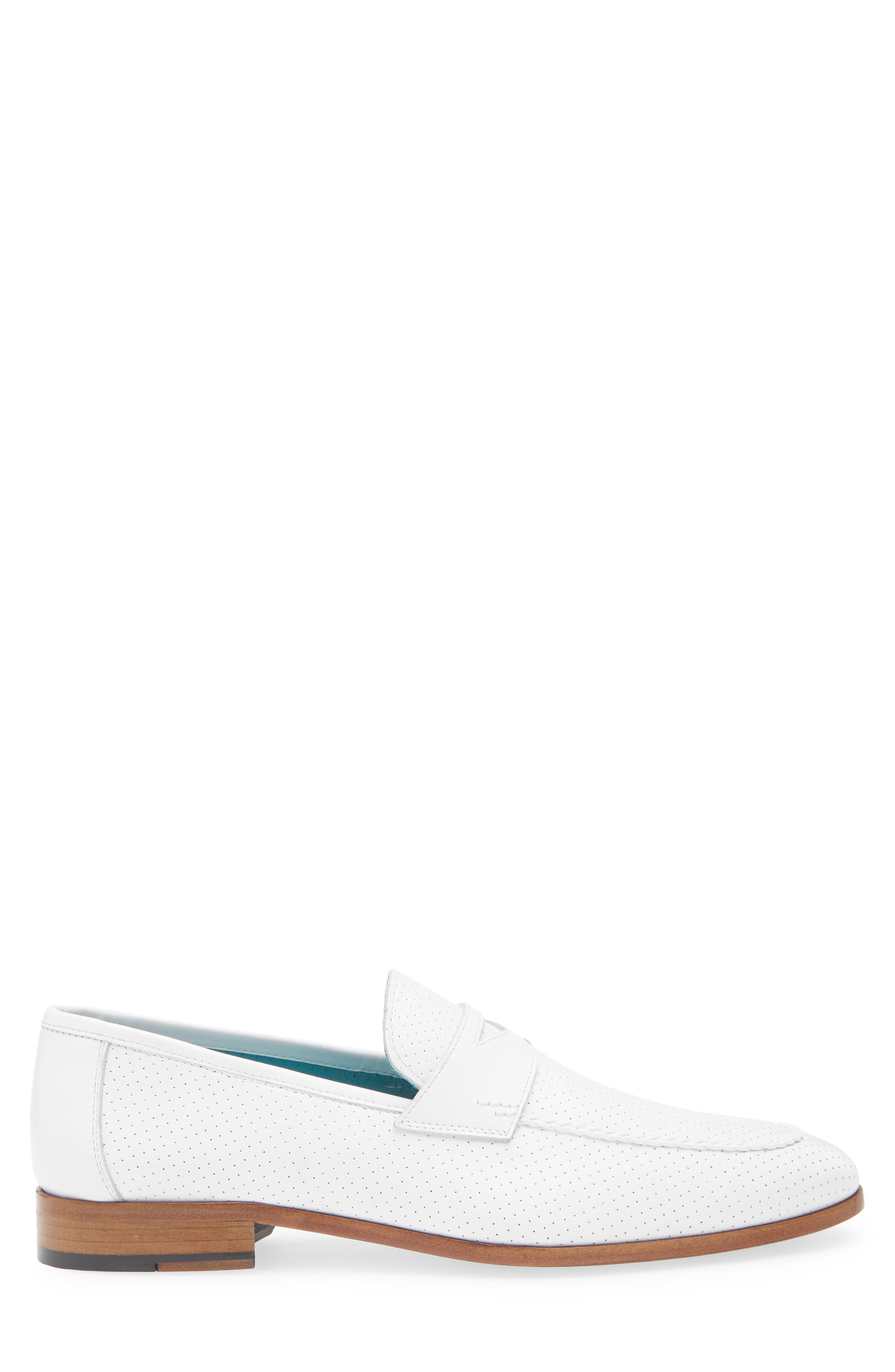 Mezlan Cueva Perforated Penny Loafer, Alternate, color, White
