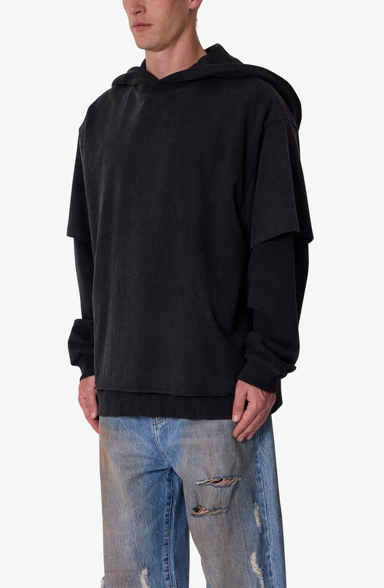 mnml Layered Cotton Hoodie, Alternate, color, Washed Black