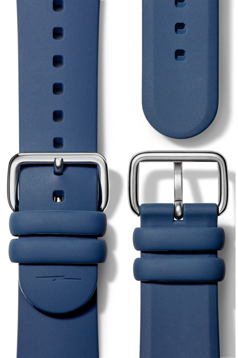 Detrola The Honcho Silicone Strap Watch, 43mm, Alternate, color, NAVY/ YELLOW/ NAVY