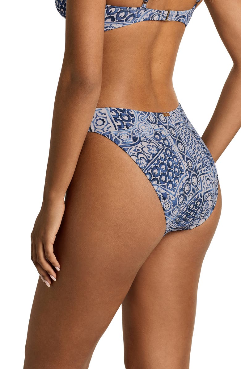 Lauren Ralph Lauren High Cut Bikini Bottoms, Alternate, color, Multi Blue
