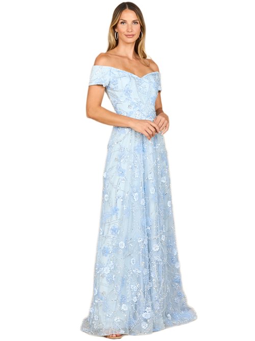 Lara New York Off Shoulder A-line Floral Gown In Purple