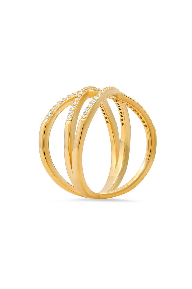 Sterling Silver Crisscross Cubic Zirconia Ring, Alternate, color, GOLD