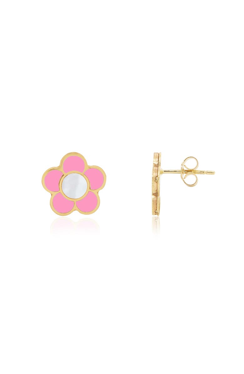 The Lovery Fine Jewelry Bubblegum Pink Daisy Stud Earrings, Main, color, Bubblegum Pink