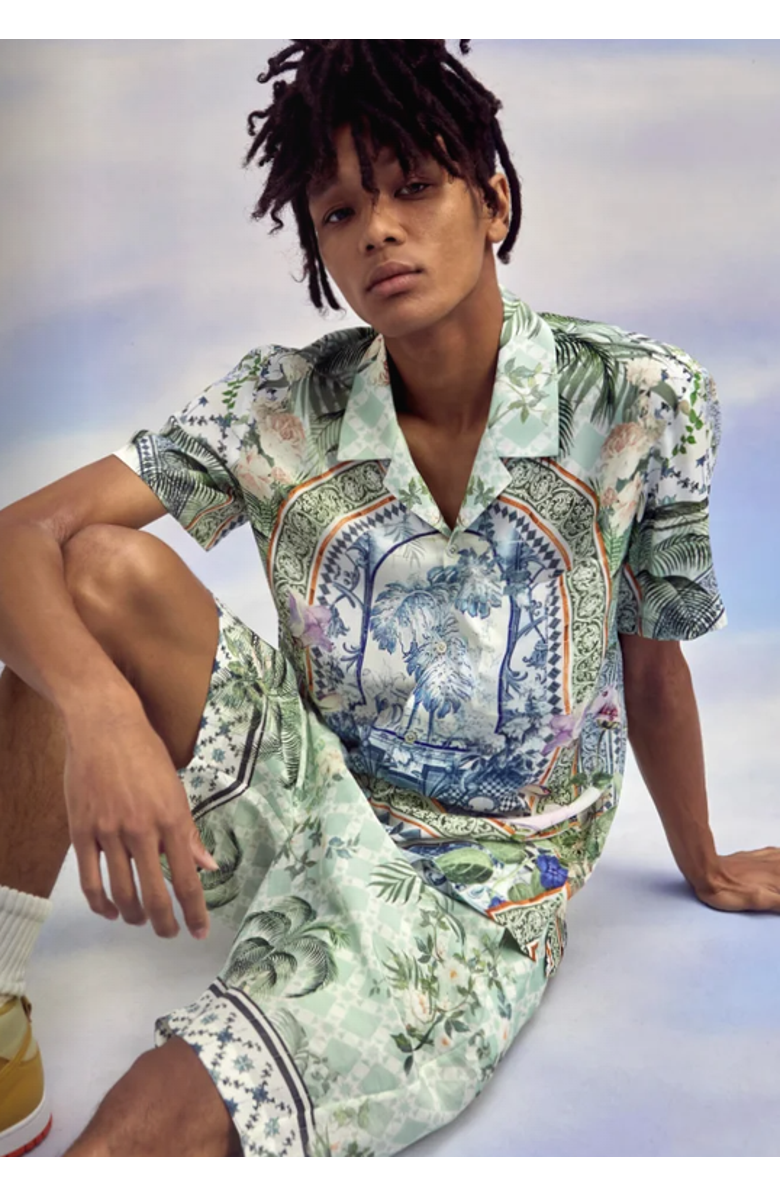 Hotel Franks By Camilla Mid Length Boardshort With Elastic Waist Jardim Party, Alternate, color, Jardim Party