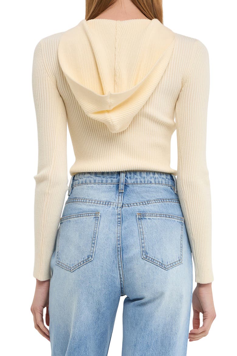 Fitted Rib Hooded Sweater, Alternate, color, CREAM