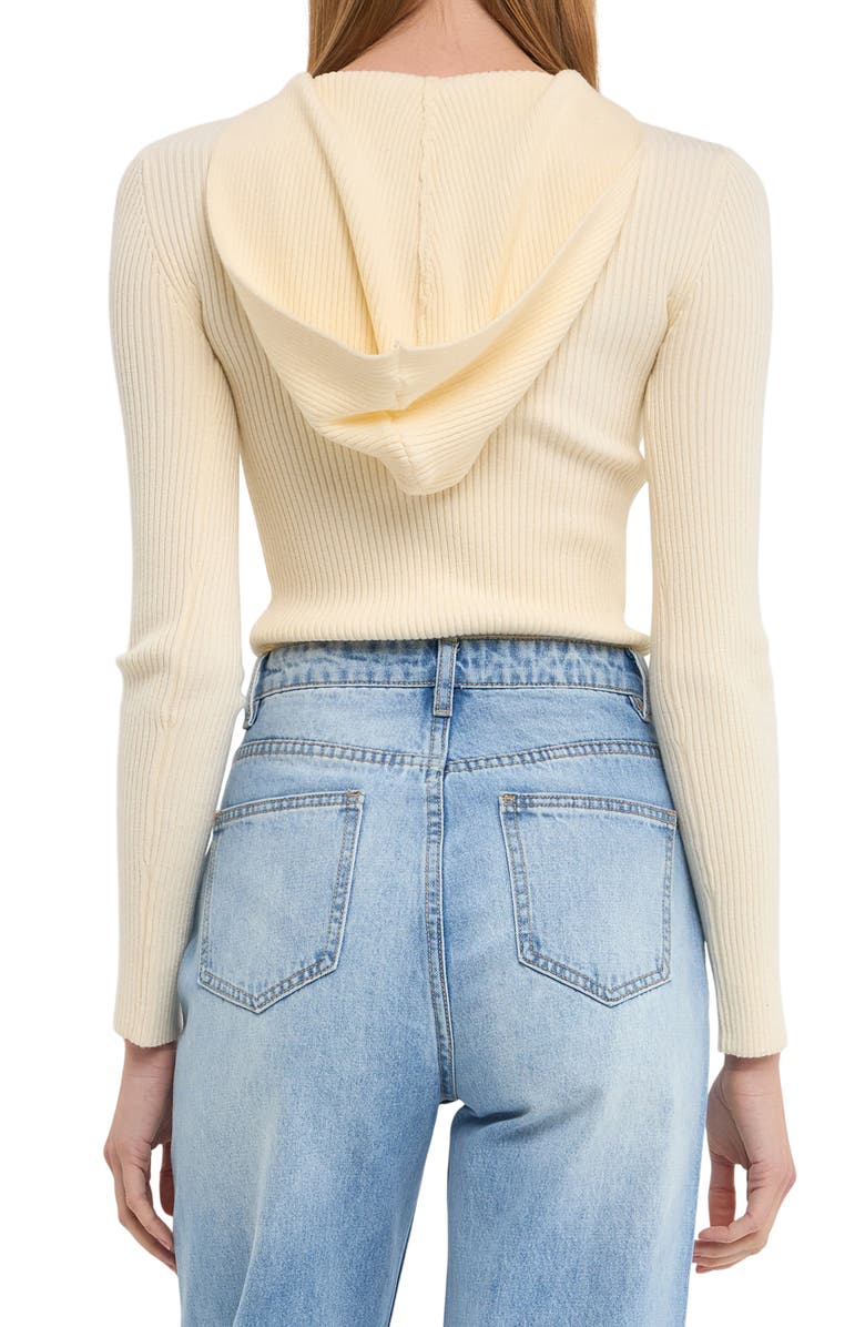 Endless Rose Fitted Rib Hooded Sweater, Alternate, color, Cream