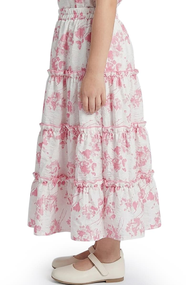 Hayden Girls Kids' Textured Floral Cotton Tiered Skirt, Alternate, color, Pink