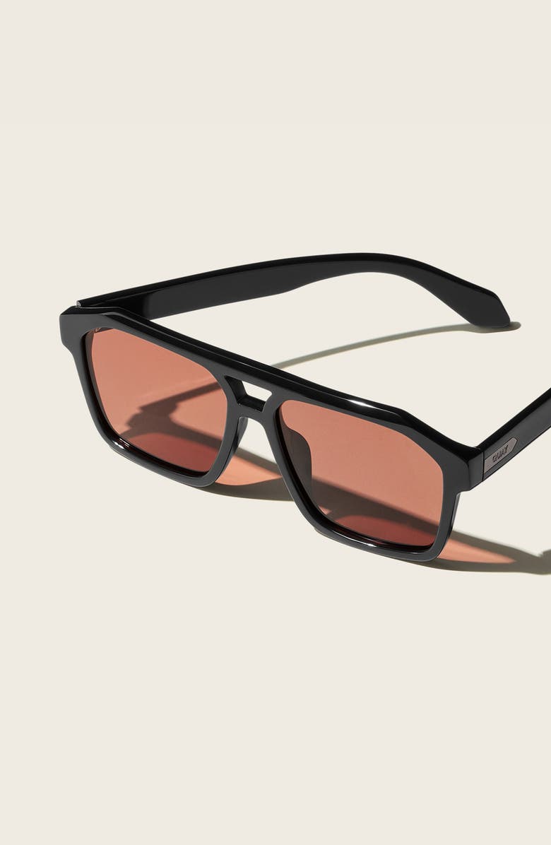 QUAY Soundcheck 57mm Polarized Aviator Sunglasses, Alternate, color, Black / Apricot Polarized