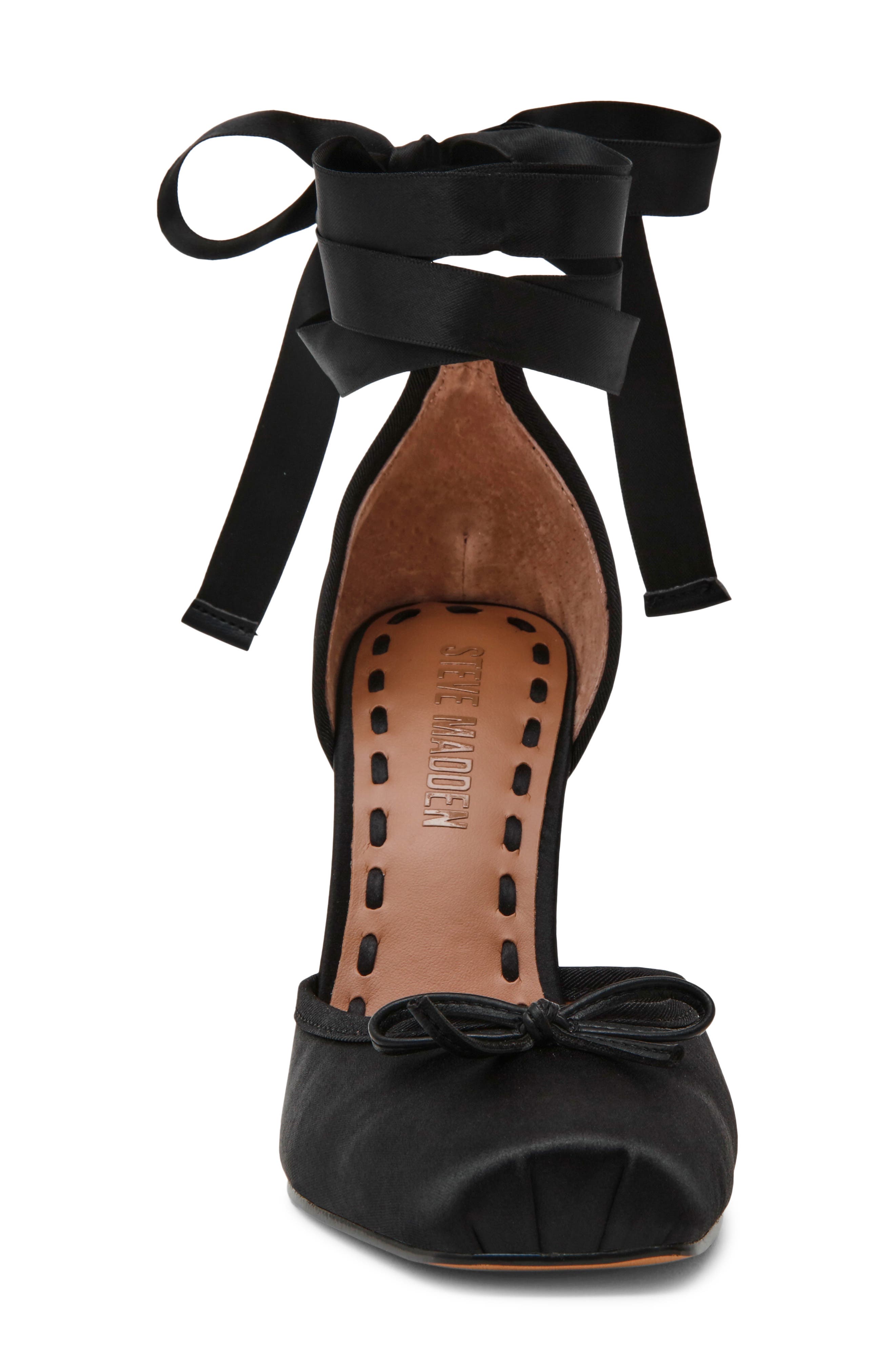 Steve Madden Larina Ankle Wrap Pump, Alternate, color, Black Satin