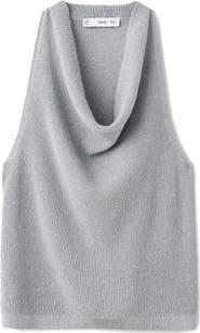MANGO Metallic Cowl Neck Sweater Vest