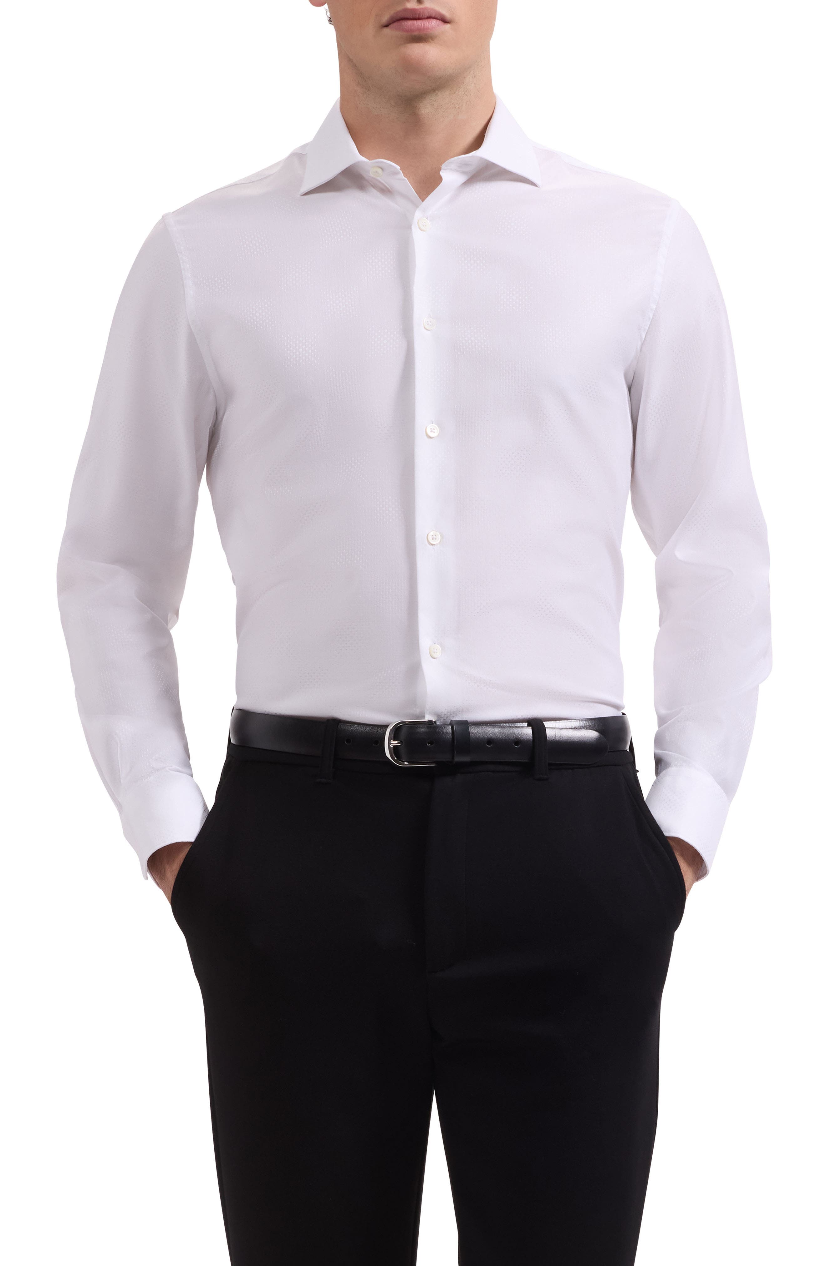 Axel Shaped Fit Stretch Cotton Button-Up Shirt - image 3