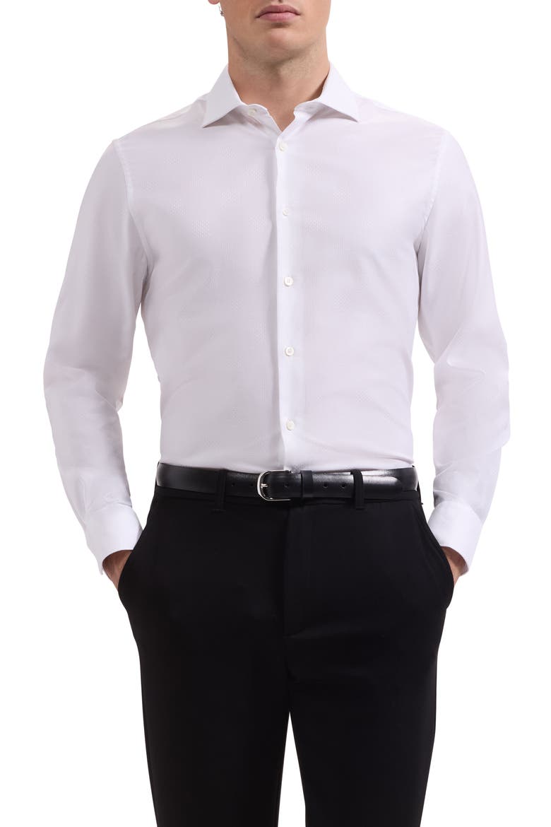 Axel Shaped Fit Stretch Cotton Button-Up Shirt, Main, color, WHITE