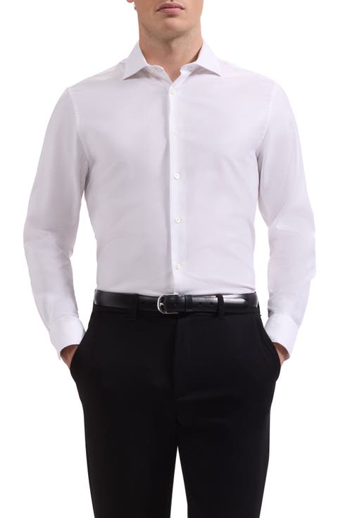 Axel Shaped Fit Stretch Cotton Button-Up Shirt