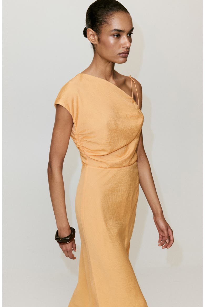 Asymmetric Ruched Maxi Dress, Alternate, color, ORANGE