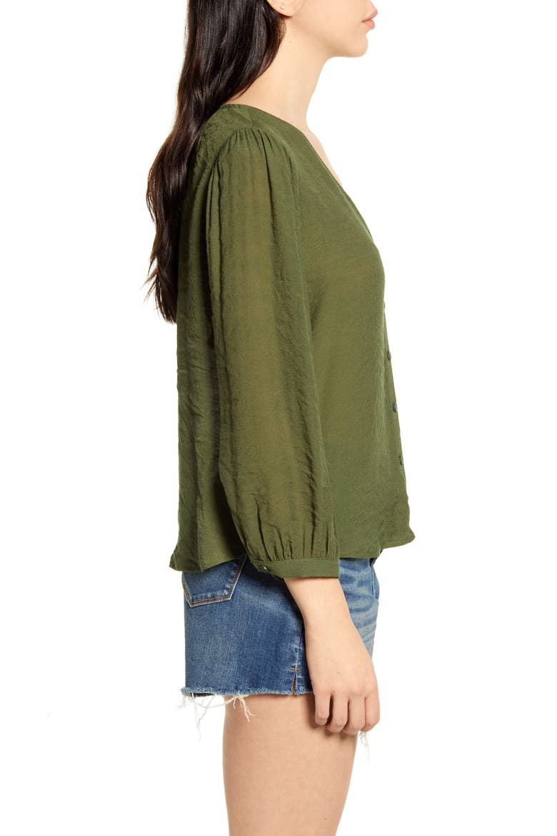 Textured Blouson Sleeve Top, Alternate, color, GREEN CYPRESS