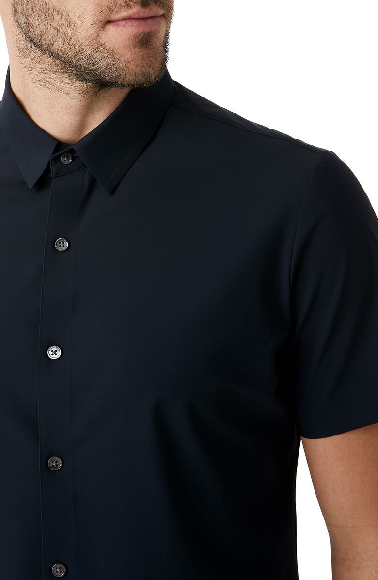 7 Diamonds American Me Slim Fit Short Sleeve Button-Up Performance Shirt, Alternate, color, Navy
