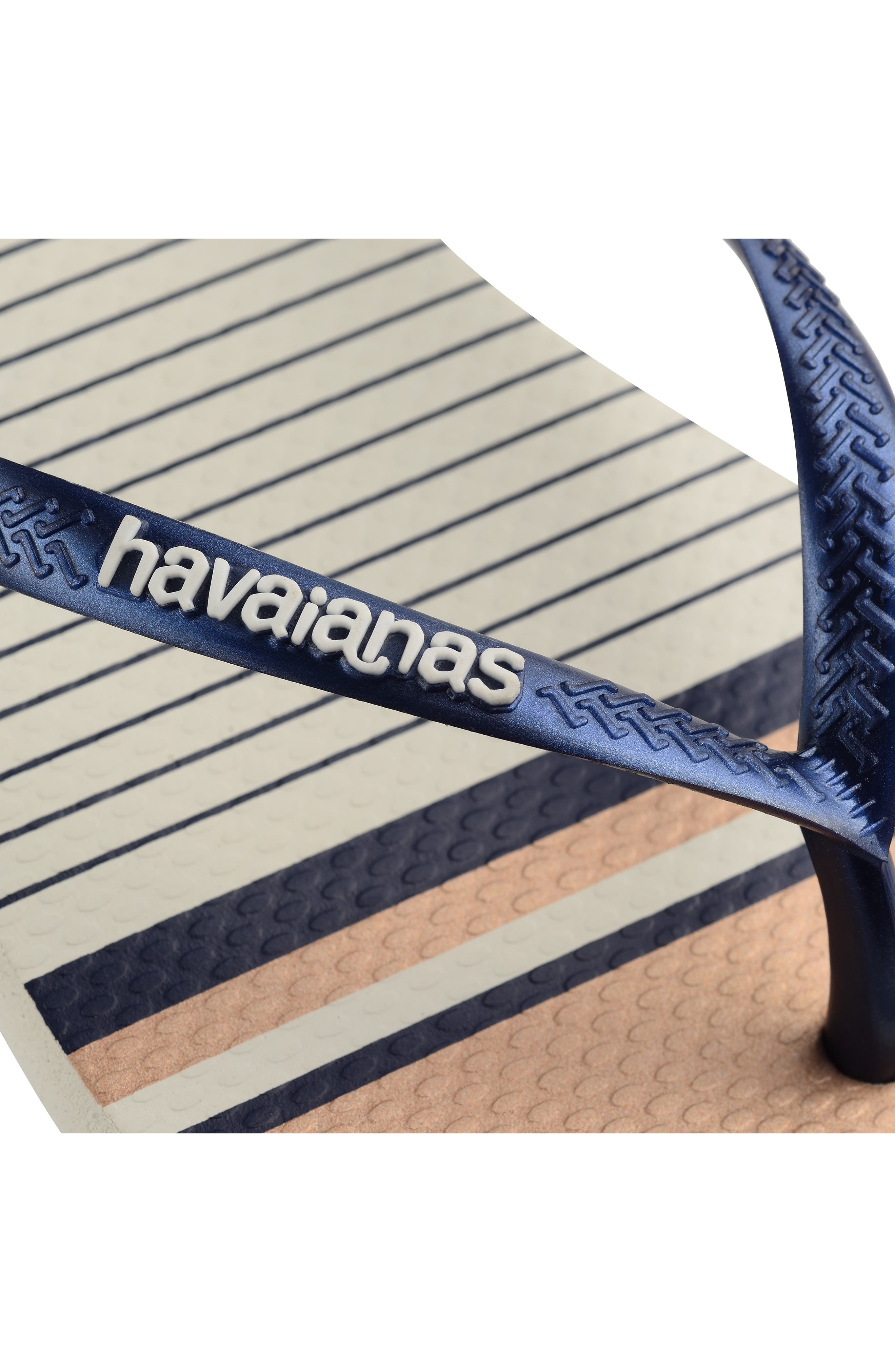 Slim Nautical Flip Flop, Alternate, color, NAVY/ ROSE GOLD/ NAVY