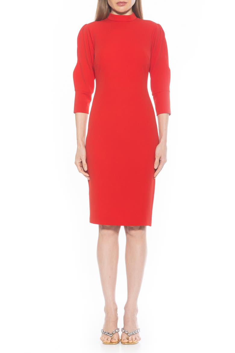 Logan Mock Neck Sheath Dress, Main, color, RED