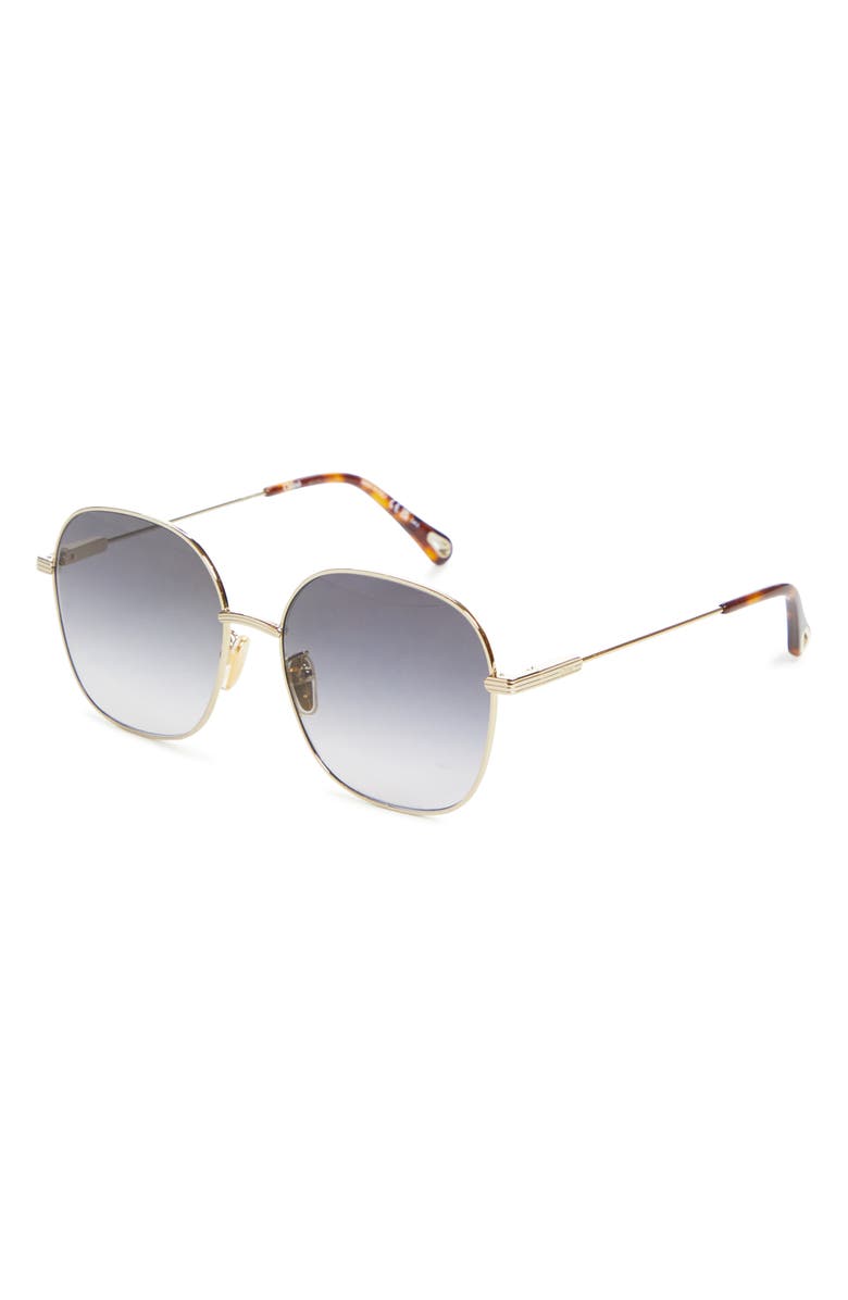 Chloé 59mm Gradient Square Sunglasses, Main, color, Gold/ Grey