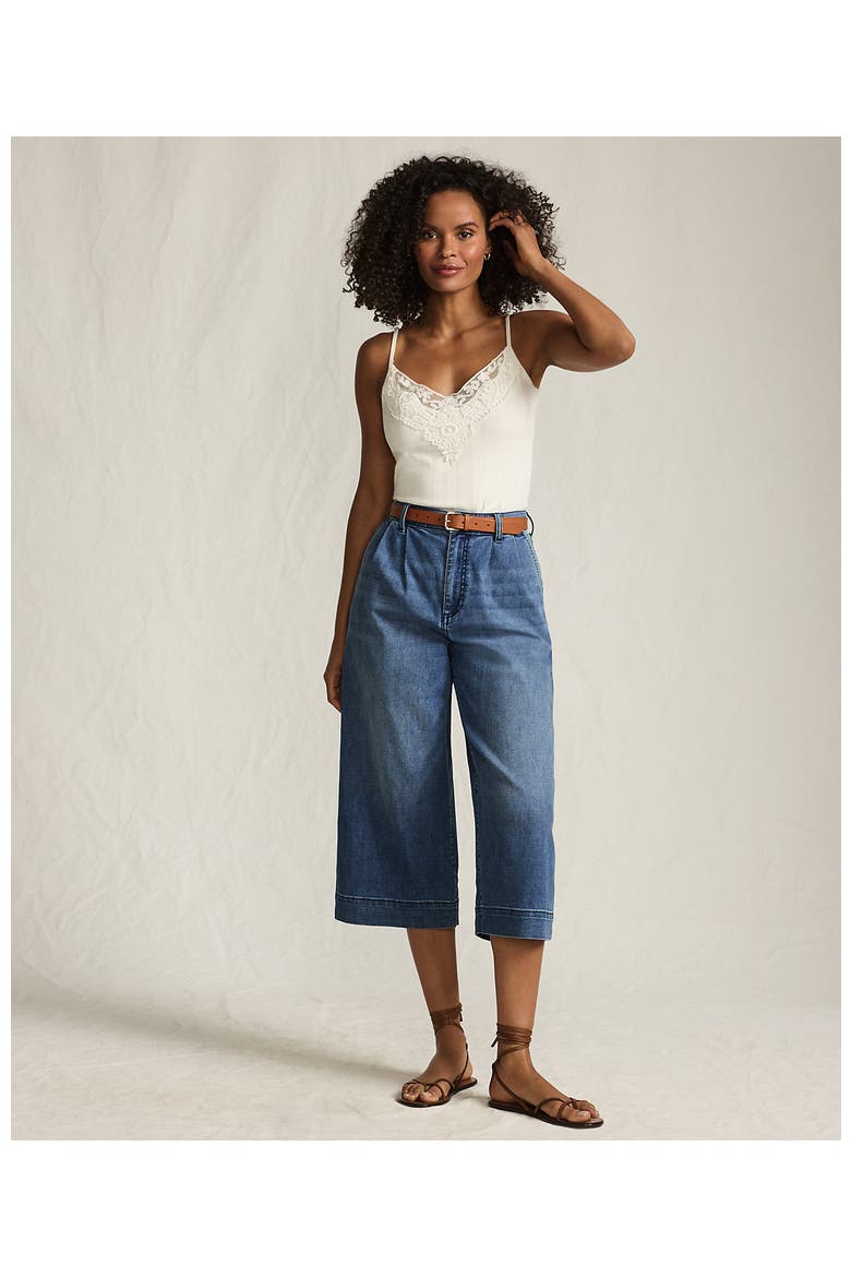 Denim Mid Rise Wide Leg Culotte Jeans, Alternate, color, Indigo Tide Blue